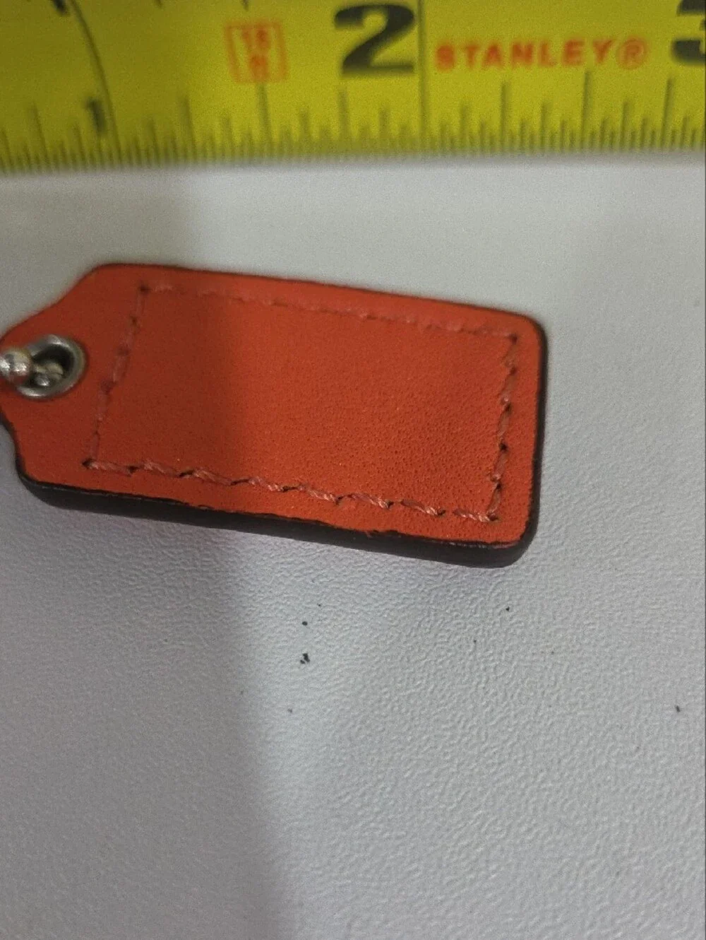 COACH Orange Leather Mini Hang  Tag  with Silver Ball Chain